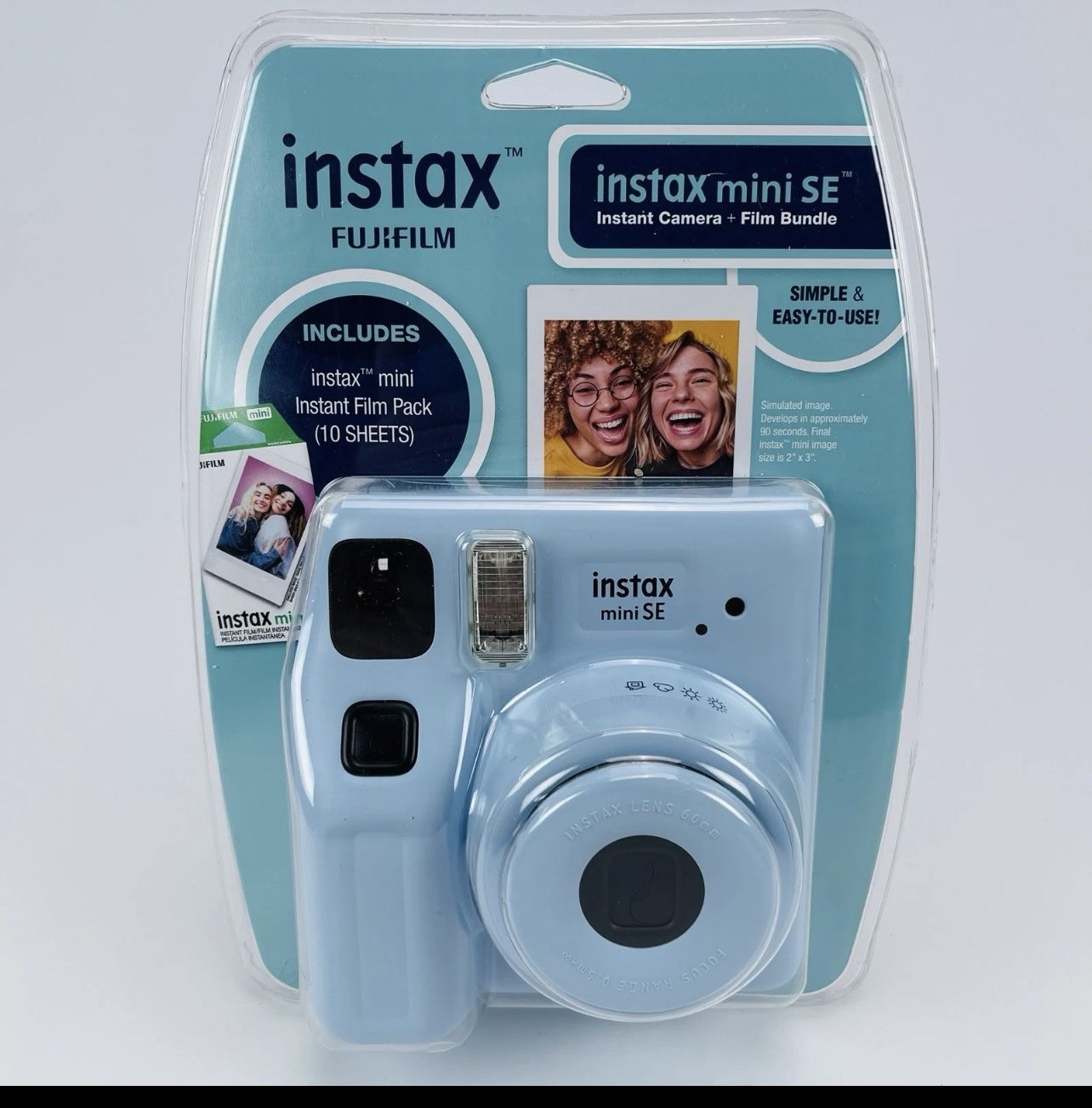 Fujifilm Instax Mini SE Instant Film Camera BLUE Blister Bundle Brand NEW Sealed