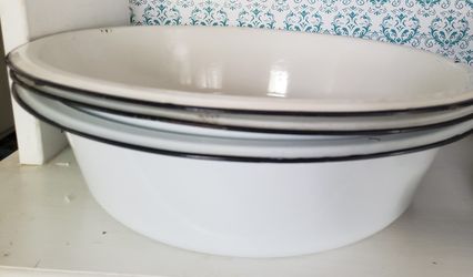 Antique large enamel pans 18"