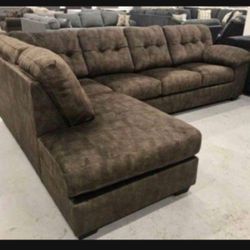 2 Piece Dark Brown L Shaped Comfy Couch Sectional With Chaise 🤩 New Brand 🆕 On Display🏠 Living Room 🎊