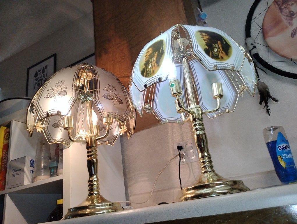 Rose Print Lamp And Indian Chief