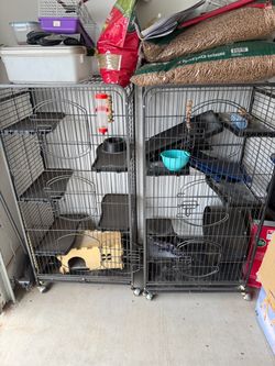 2 Large Multi-Level Small Animal Cage on Wheels