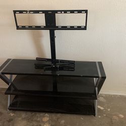 TV Stand With Tempered Glass Shelves 