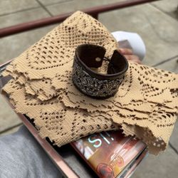 Leather Cuffed Bracelet With Silver Detailing $15