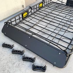 (NEW) $160 Roof Basket and Cargo Net (Set) 64x39” Car Top Carrier Luggage Holder 150lbs Max