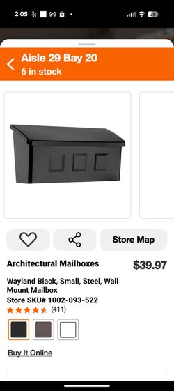 Architectural Mailboxes Wayland Black Small Steel Wall Mount Mailbox
