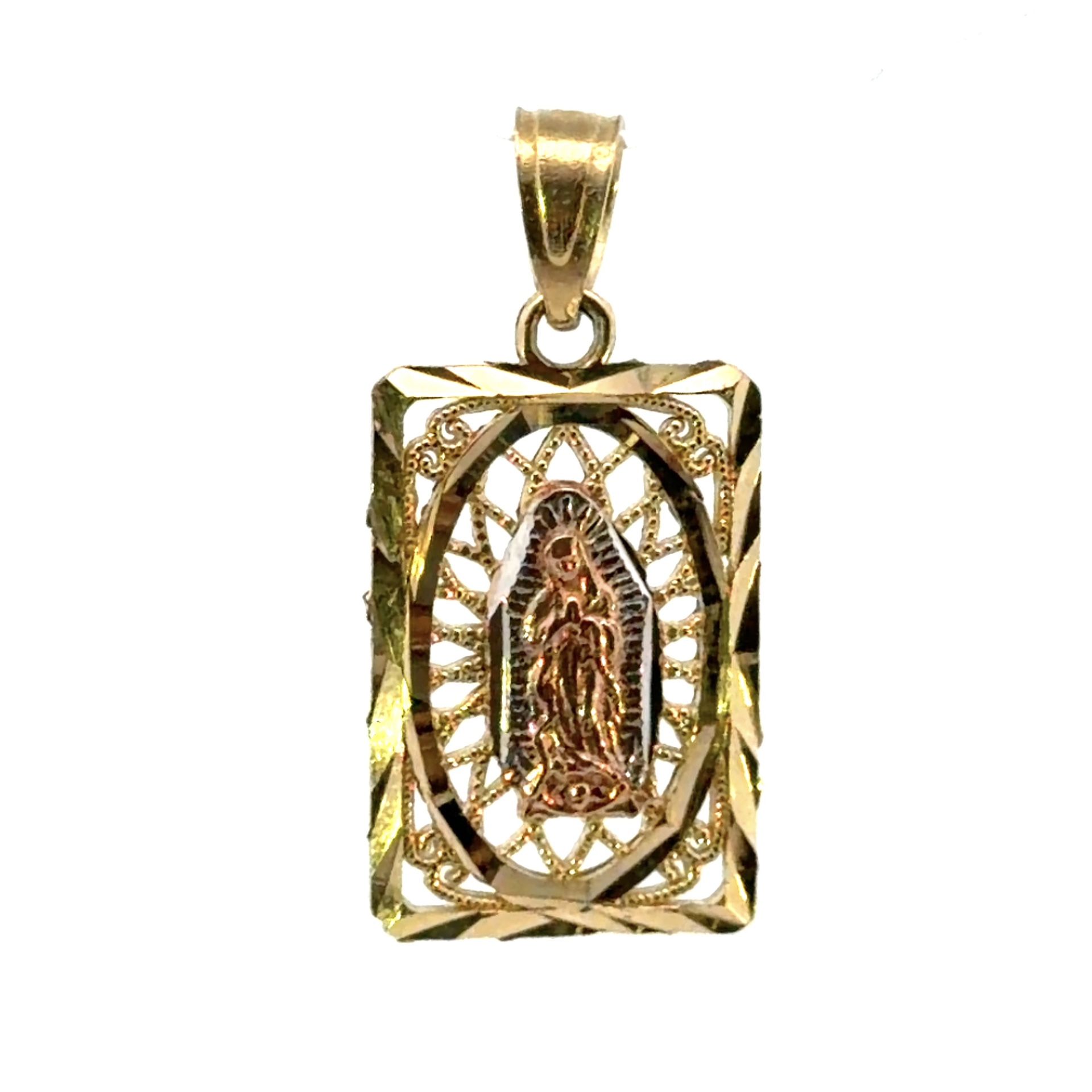 Woman’s Ladies 10k Tri Toned Rose White Yellow Gold  Virgin Mary Charm Pendant For Necklace GP3118169