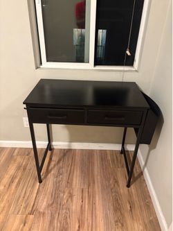 Modern Black Writing Desk with 2 Drawers