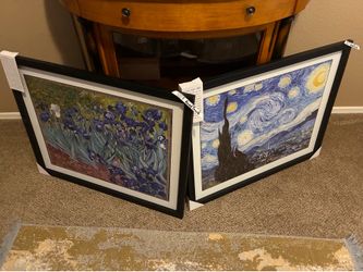 Framed hand touched Vincent Van Goghs Irises.  32 by 25 Brand New Set of 2