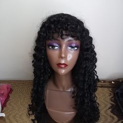 Jerry Curl Wig With Bang 