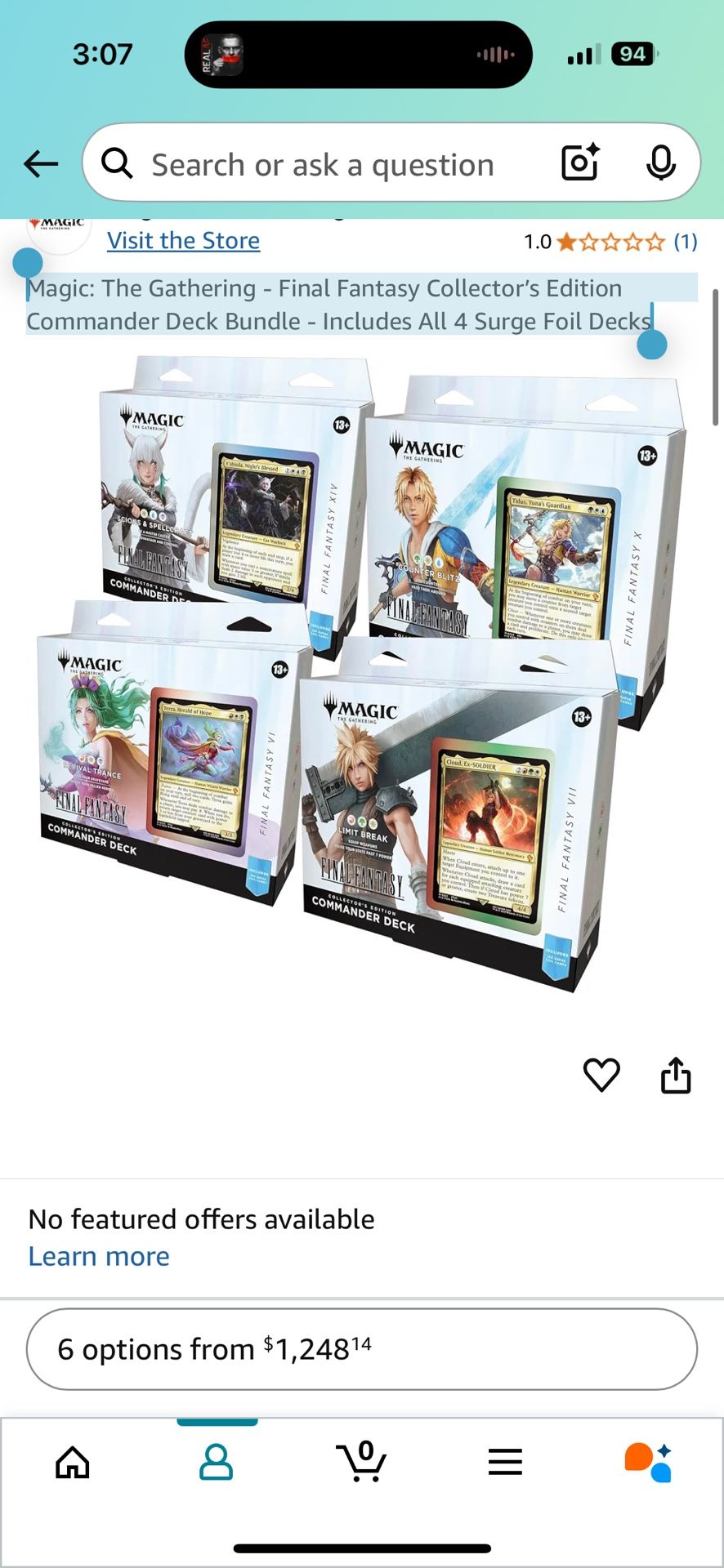 Magic: The Gathering - Final Fantasy Collector’s Edition Commander Deck Bundle - Includes All 4 Surge Foil Decks