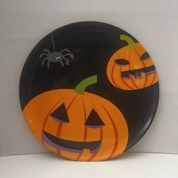 Halloween Party Food Platter Or Candy Tray Round With Pumpkins And Spider