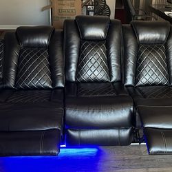 Natuzzi Black Leather Sofas And Love Seat