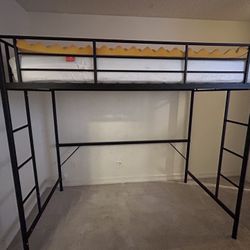 Top Bunk Bed Metal Frame + Mattress & Topper
