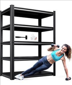 Heavy Duty Metal Garage Shelving Unit, 71.2" H x 35.4" W x 16" D, 5-Tier Adjustable Storage Shelves for Garage Storage, Standing Shelf Unit & Shelves 