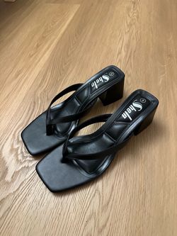PU Square toe thong sandals