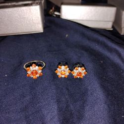 Tangerine Kyanite Ring, Earring Set
