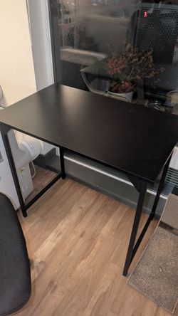 Black Wood Top Desk with Metal Legs