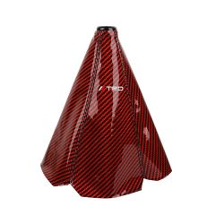 Brand New Universal TRD Carbon Fiber Red Leather PVC Style Black Stitch Leather Gear Manual Shifter Shift Knob Boot