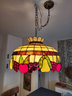 Tiffany-Style Stained Glass Fruit Pendant Light