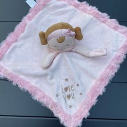 Baby Starters Love You Pink Doll Security Blanket Lovey Rattle Satin Stars