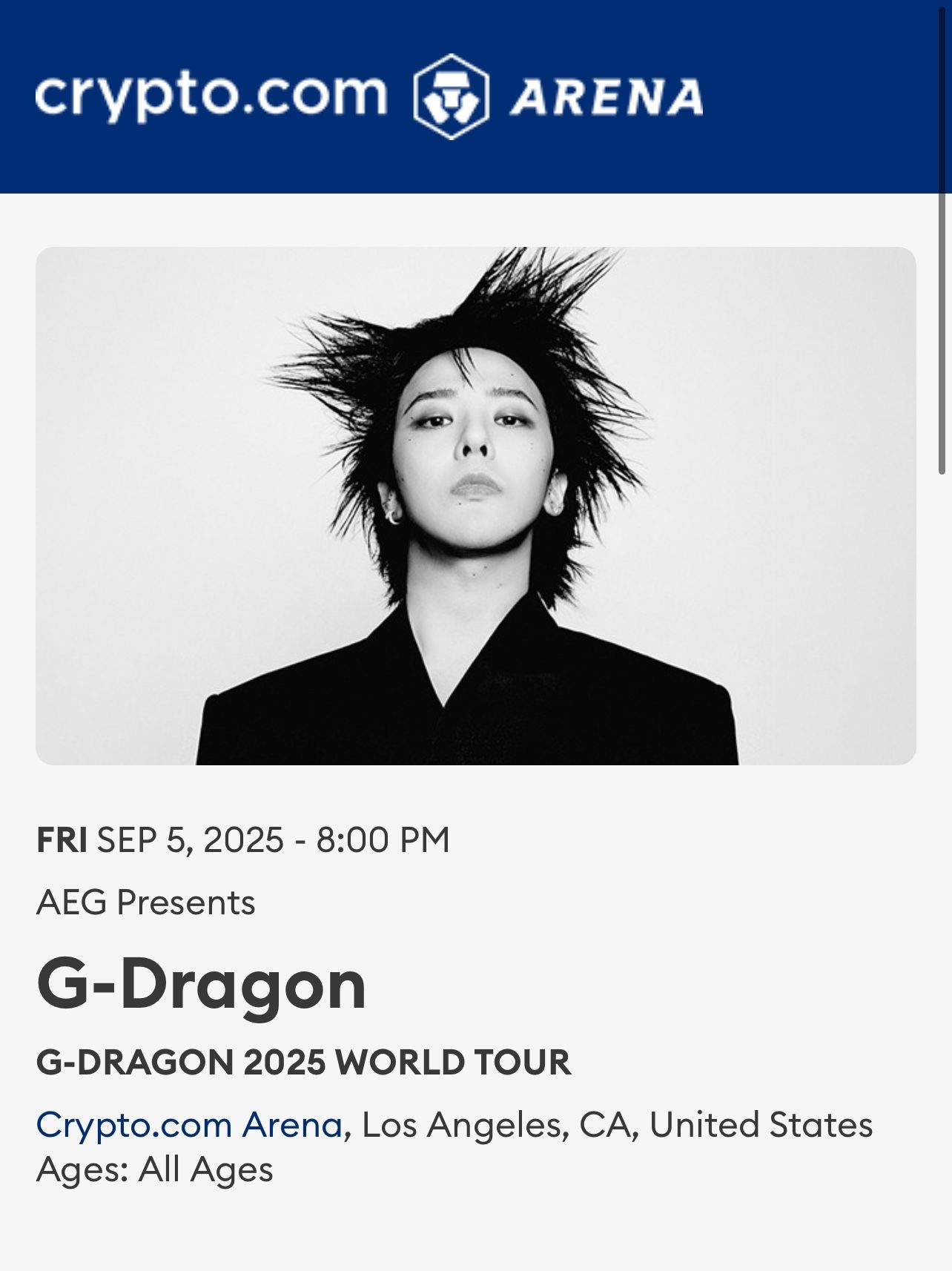 G-Dragon 2025 World Tour Los Angeles