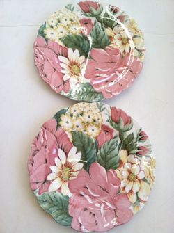 Made in Japan Set of 2 Nikko Tableware Floral Pattern 8" Dinner Plates