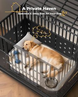 Assembled 48'' Heavy Duty Dog Crate for Large Dogs, – Upgraded Chew-Proof Panels, Comfort-Widened Floor Panel, Dog Kennel Indoor, Adjustable Internal 