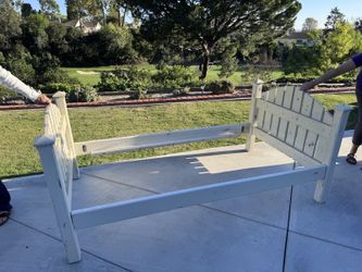 Solid Wood Distressed Picket Fence Style Twin Bed Frame