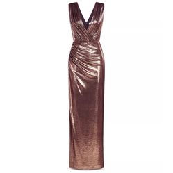 Halston Metallic Rose Gold Dress Size 4 NWT