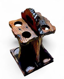Vintage wood wine bottle holder