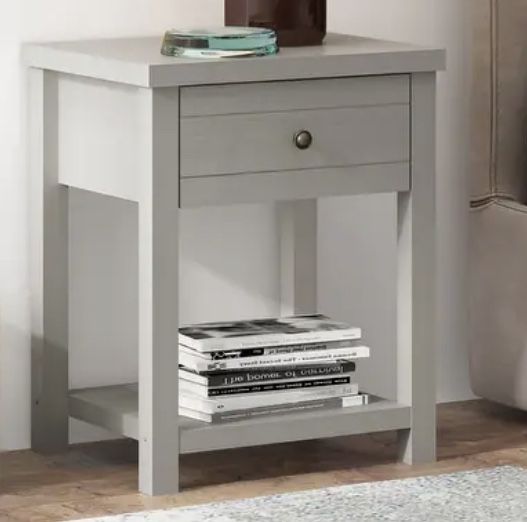 Hillsdale wood 1 drawer end table ivory white finish