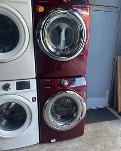 Samsung Front Load Washer & Dryer Set – Stackable, Red