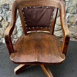 Antique real wood solid desk chair