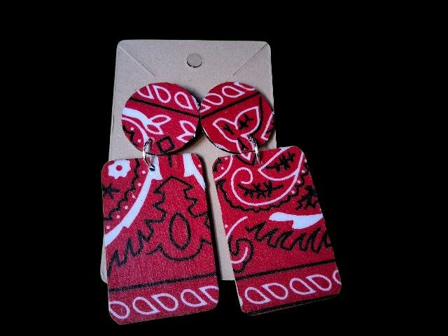 Red bandanna earrings