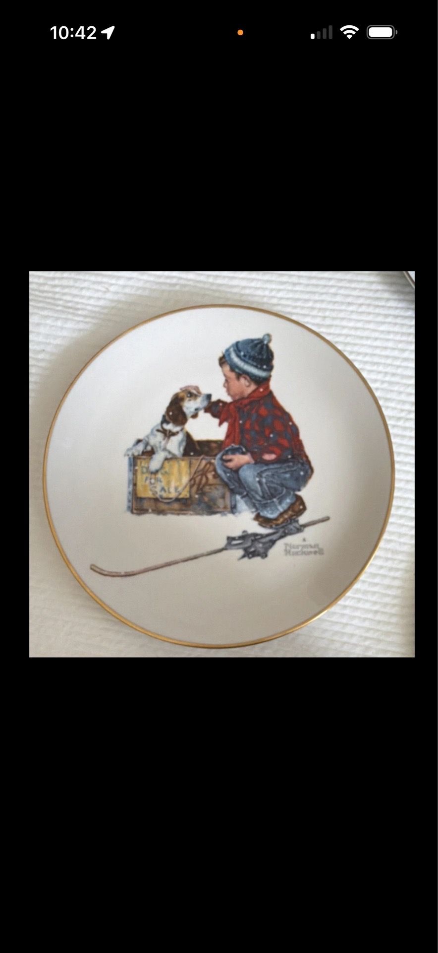 Gorham Norman Rockwell Collector Plate Limited Edition Four Seasons Winter Dogs