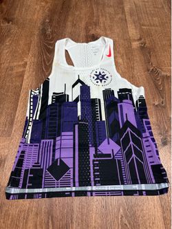 Nike purple + white Chicago skyline tank top size small