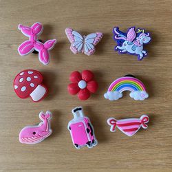 Assortment of 9 Charms for Crocs Shoes pink Cute
