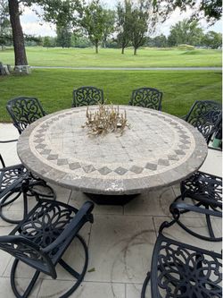 72” Stone Top Outdoor Table