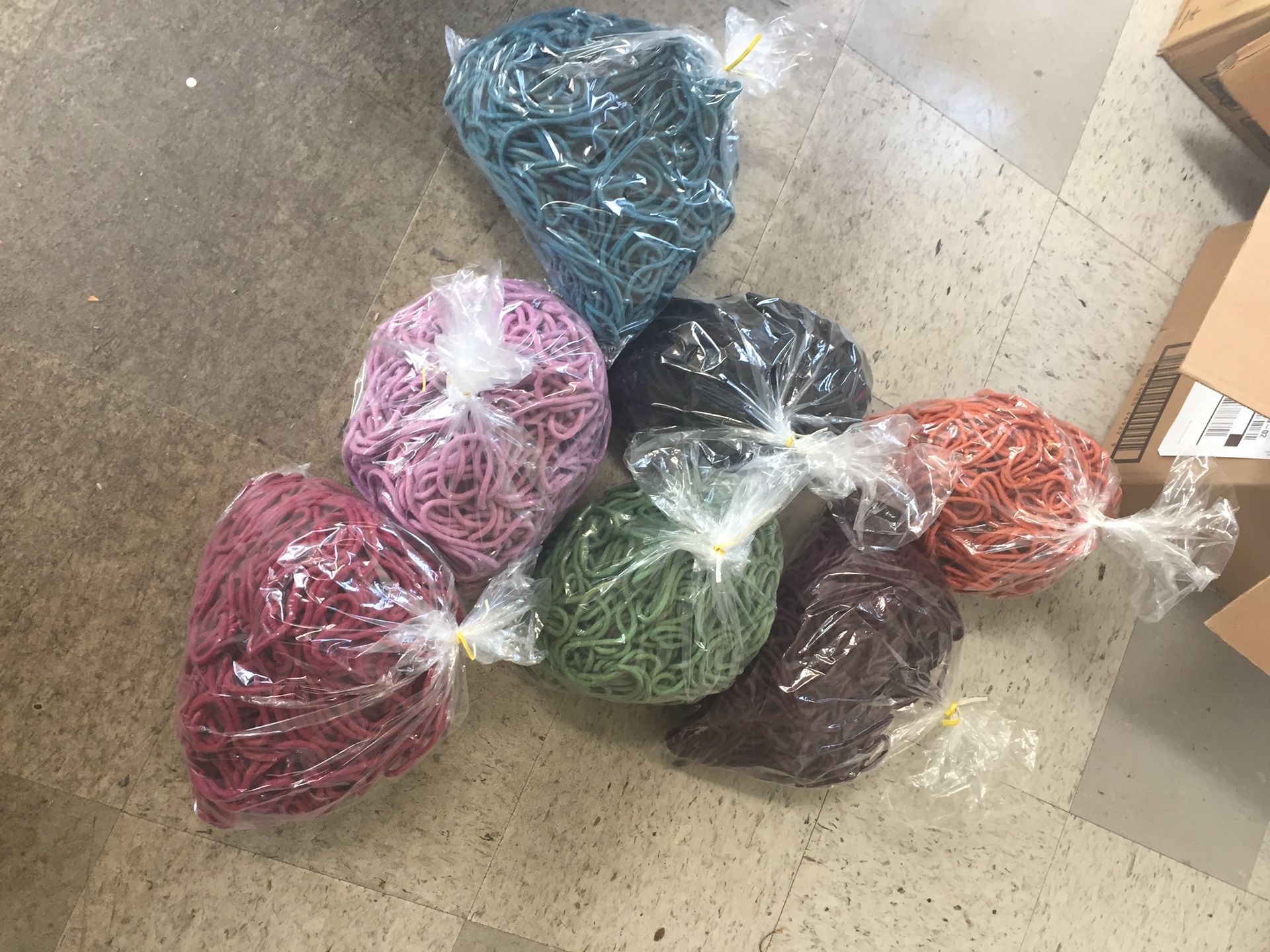 Lots of cotton cording and nylon cording used at bag making company
