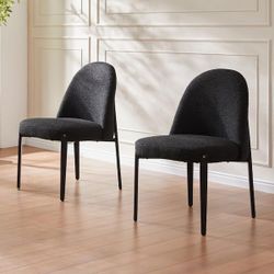 Set of 2 Boucle Upholstered Dining Chair with Sleek Metal Legs for Dining Room, Living Room, or Home Office 
