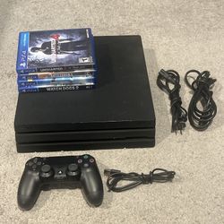 Sony PlayStation 4 PS4 Pro Console 1TB CUH-7215B w/ 4 Games Cords Controller