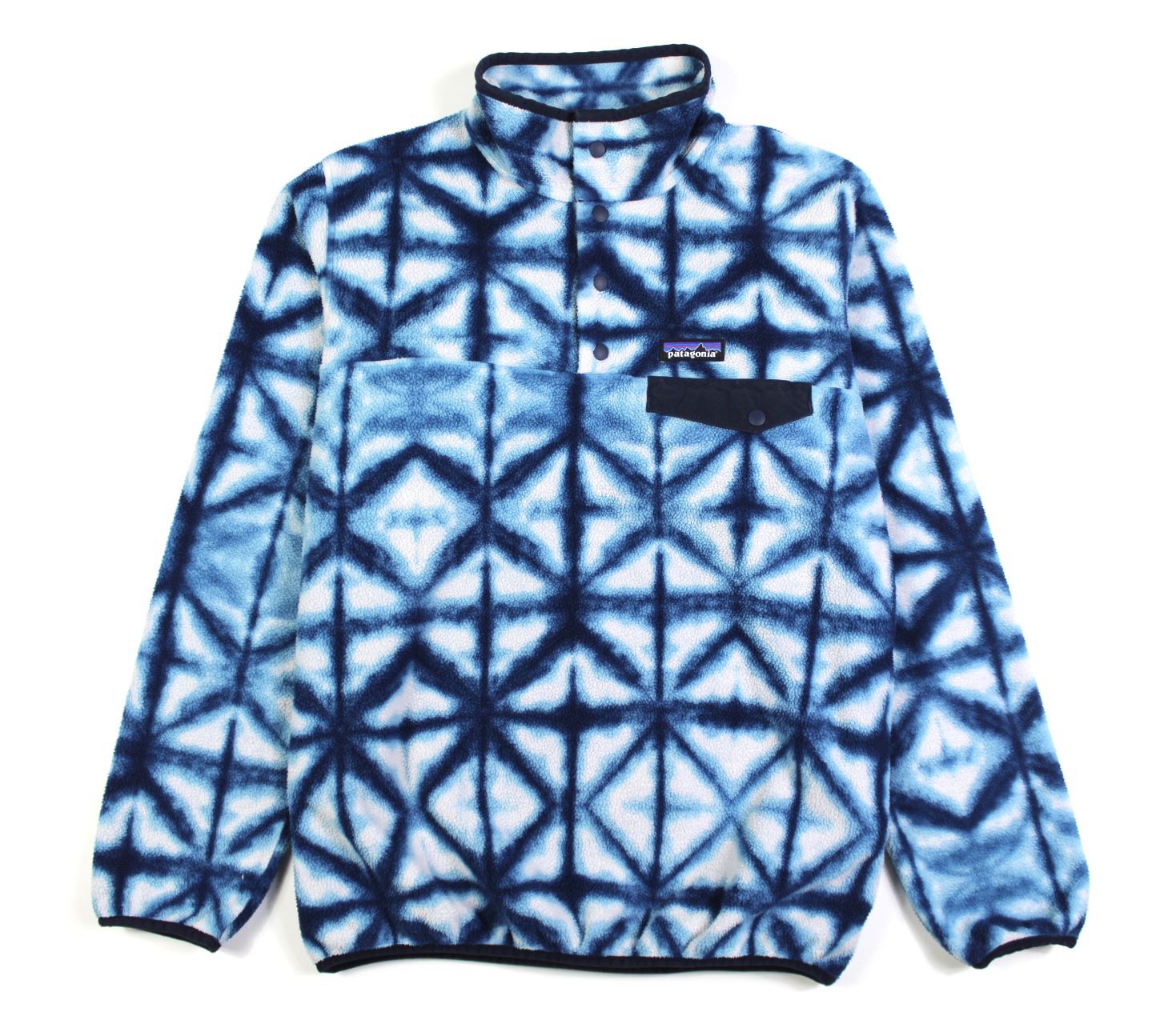 Patagonia Women’s Blue Tie Dye Exclusive Synchilla Snap T Fleece Size Medium