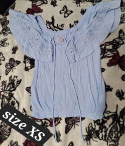 Off The Shoulder Top Cute Babyblue Top