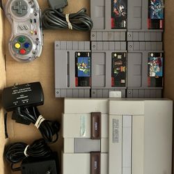 Super Nintendo SNES Console 5-Game Bundle(Tested Working Good)