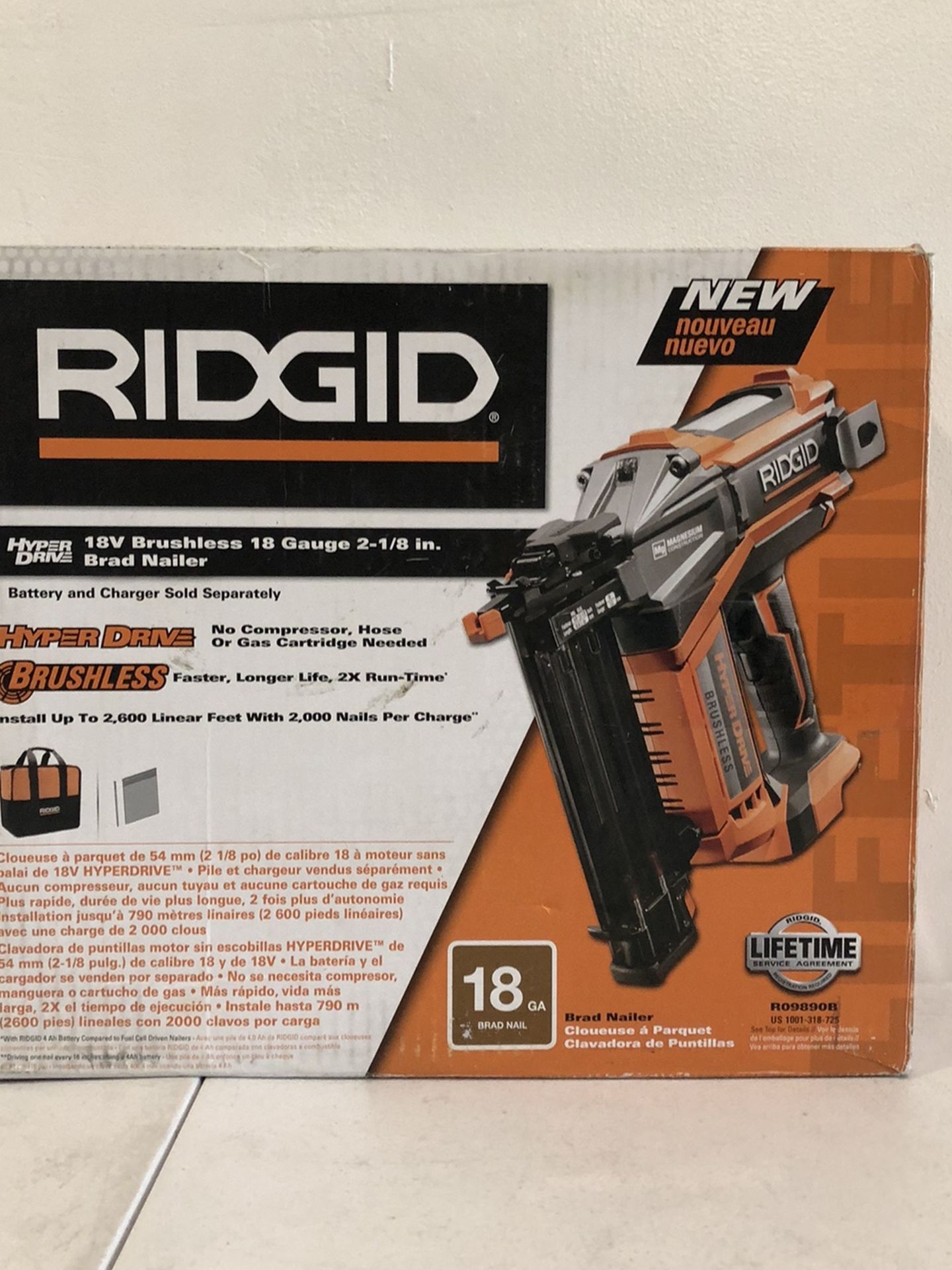 RIDGID 18 Volt Cordless Brushless HYPERDRIVE 18 Gauge 1/8 in