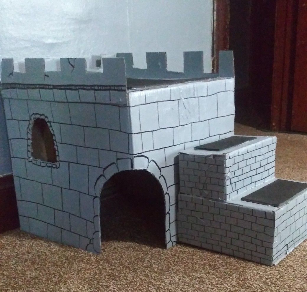 Cat home and Lay area- Cardboard Castle Cat house