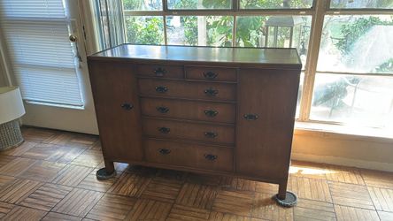 Vintage Wood Dresser with Multiple Drawers