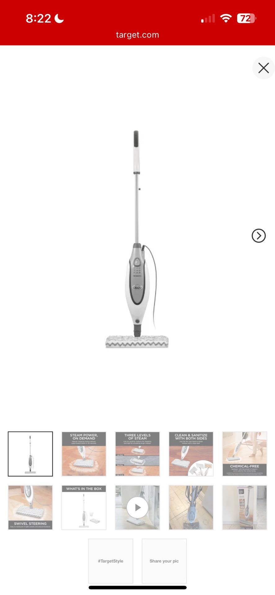 SHARK STEAM MOP/ Shark Professional Steam Pocket Mop - S3601