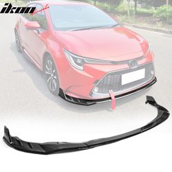 Fits 2020-2024 Toyota Corolla L, LE, XLE, Hybrid LE Front Bumper Lip Gloss Black 3PC