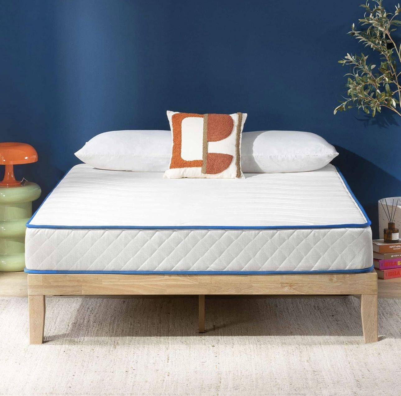 8 Inch Bonnell Spring Hybrid Mattress, Tight Top, Certified Safe Foams & Fabric, Mattress in a Box, Queen